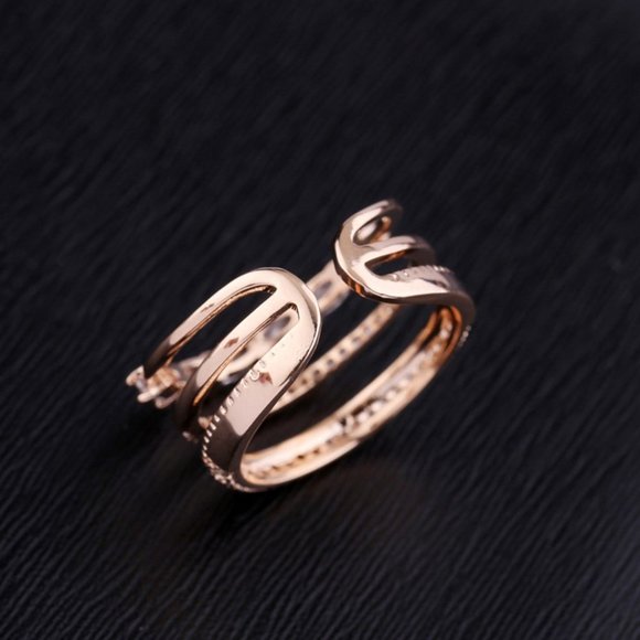 Rose Gold Diamond Triple Stackable Adjustable Ring - Picture 6 of 16